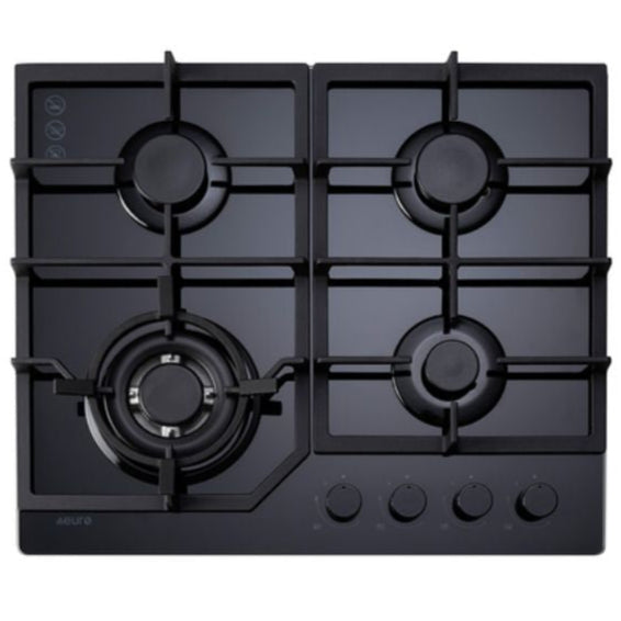 Euro 60cm Black Glass Gas Cooktop ECT600GBK2