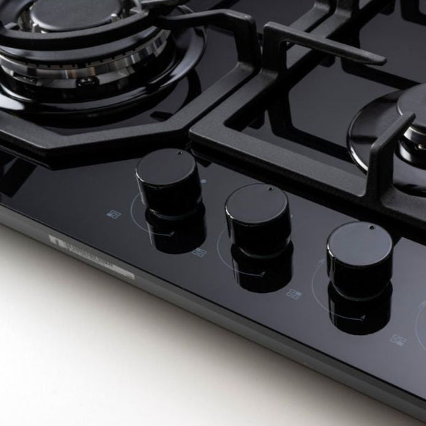 Euro 60cm Black Glass Gas Cooktop ECT600GBK2