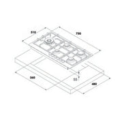 Euro 70cm Gas on Glass Cooktop ECT750GBK2