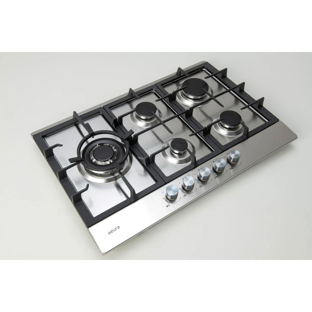 Euro 75cm Stainless Steel Gas Cooktop ECT75G5X
