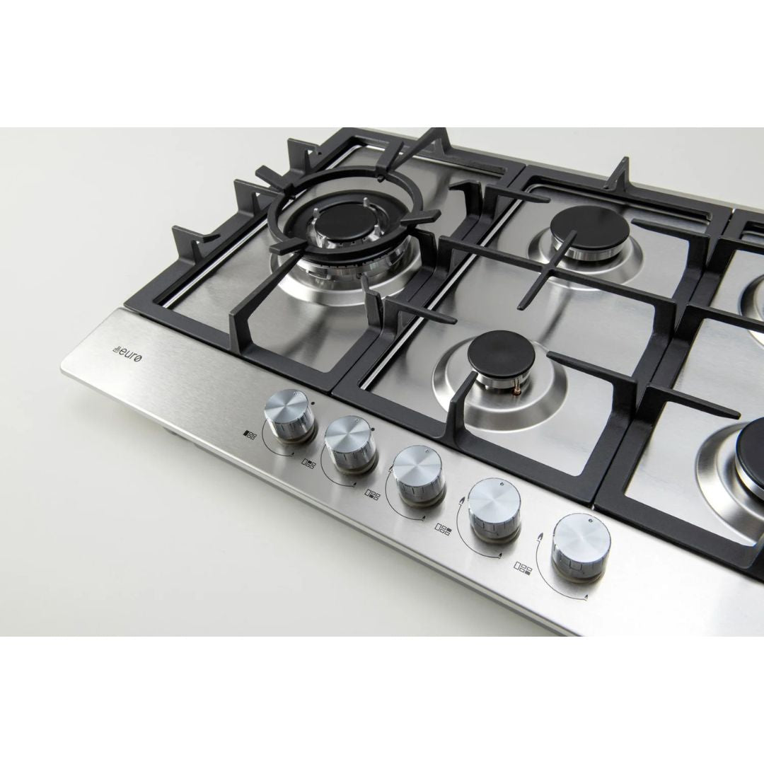 Euro 75cm Stainless Steel Gas Cooktop ECT75G5X