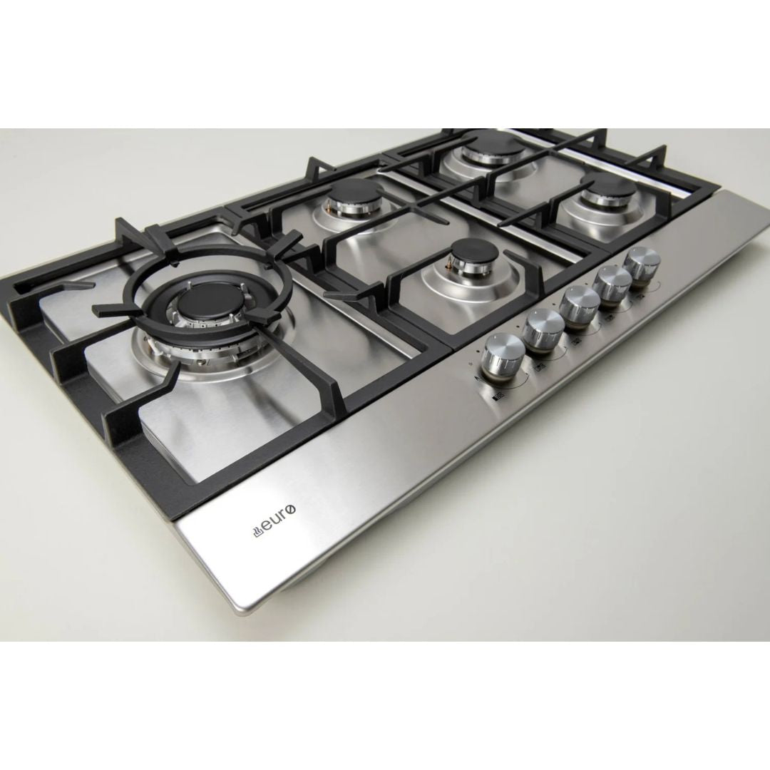 Euro 90cm Stainless Gas Cooktop ECT90G5X