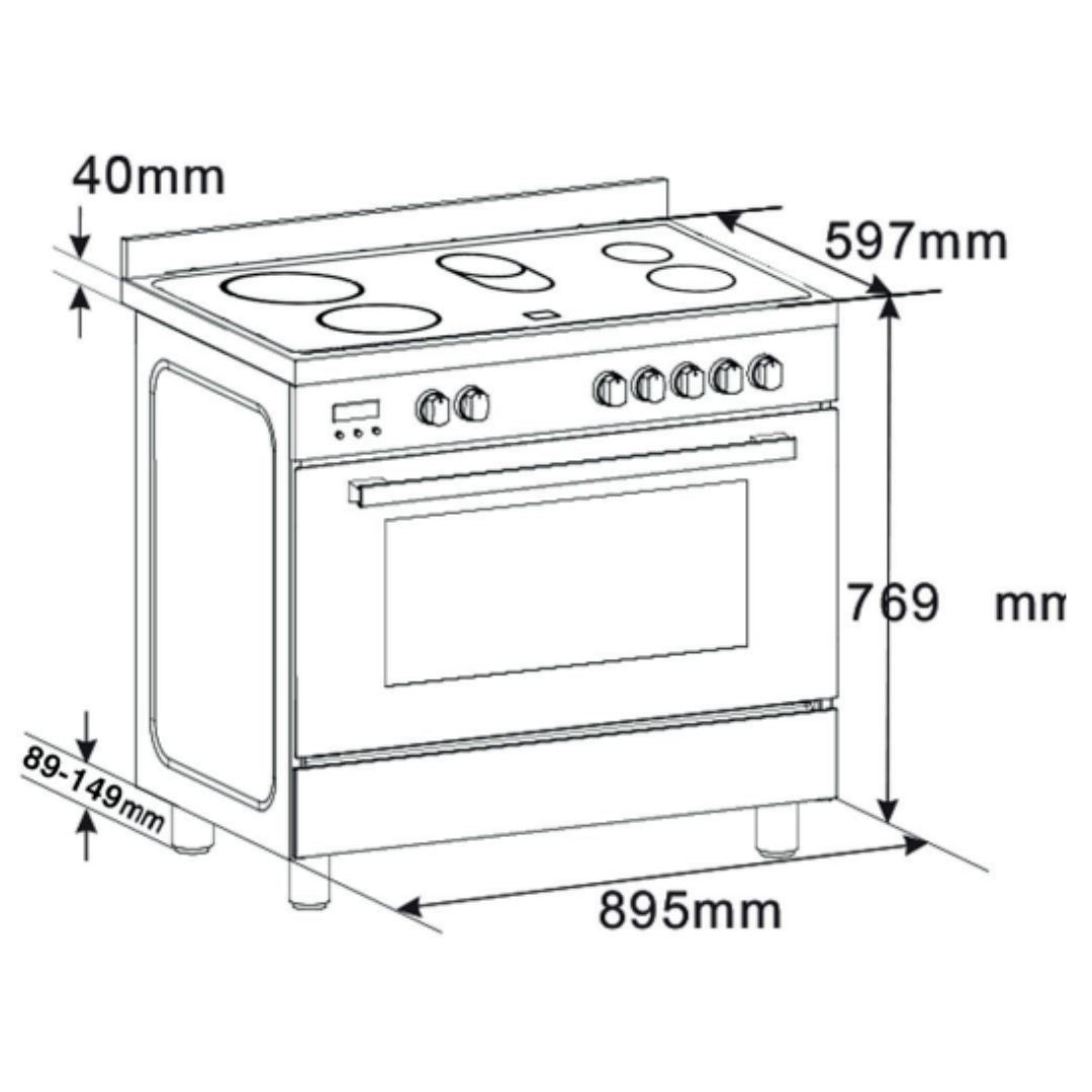 Euro 90cm Electric Freestanding Oven EV900EESX