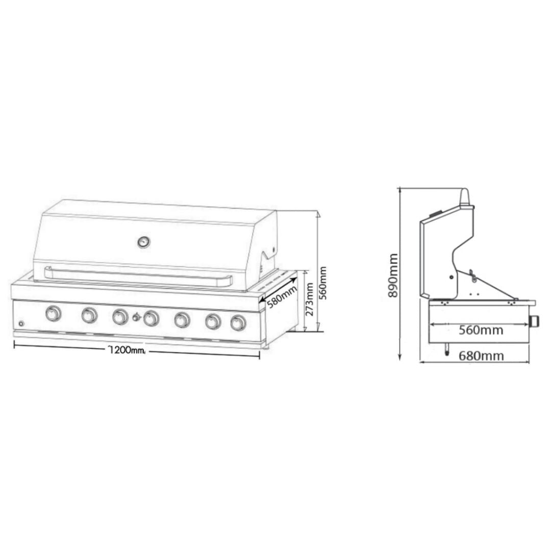 Euro 6 Burner Black Built-In BBQ EAL1200RBQBL