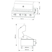Euro 4 Burner Black Built-In BBQ EAL900RBQBL