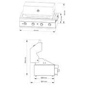 Euro 4 Burner Stainless Steel Built-In BBQ EAL900RBQ