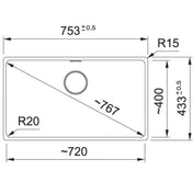 Franke Maris 720mm Single Bowl Undermount Matte Black Sink MRG110-72MB - Clearance