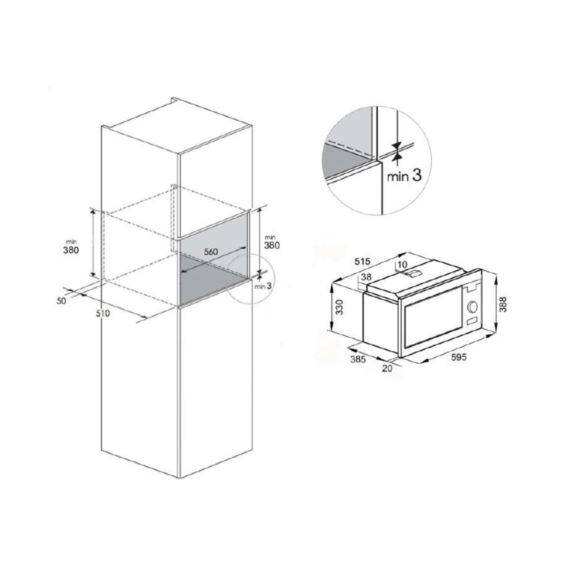 Kleenmaid MWG4521X dimensions diagram