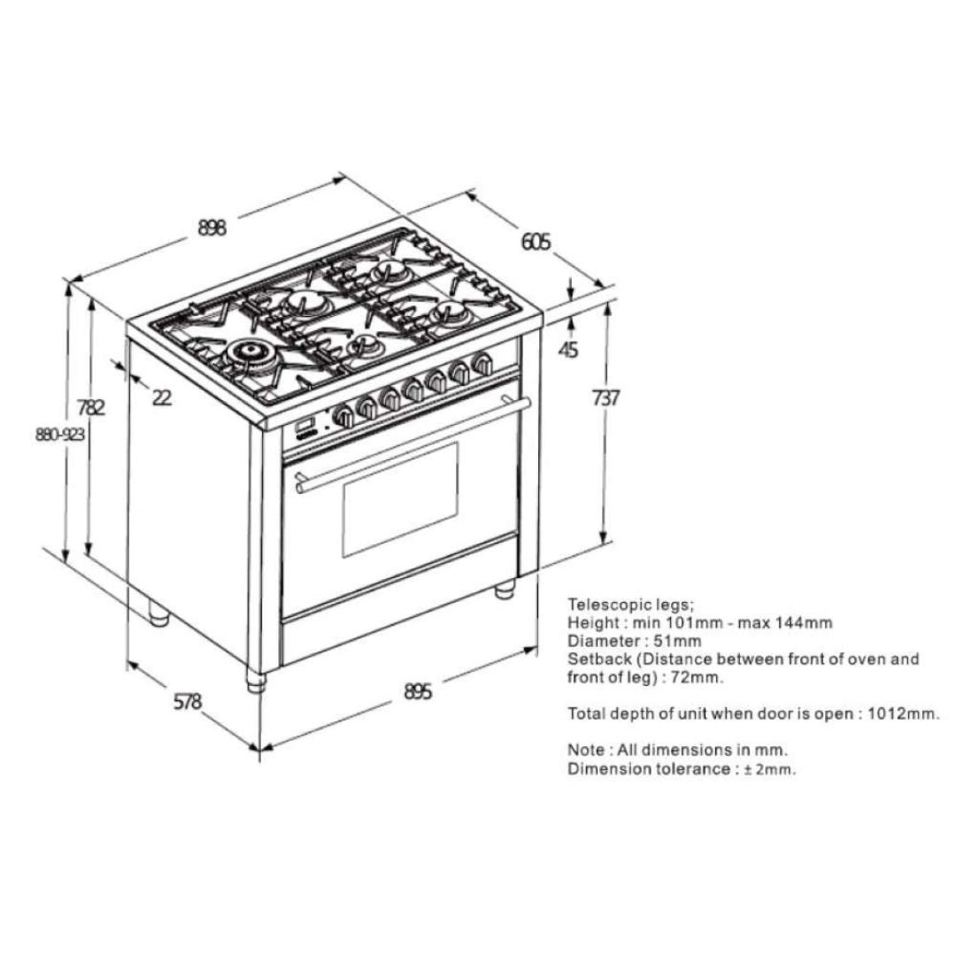 Kleenmaid 90cm Dual Fuel Freestanding Oven OFS9031