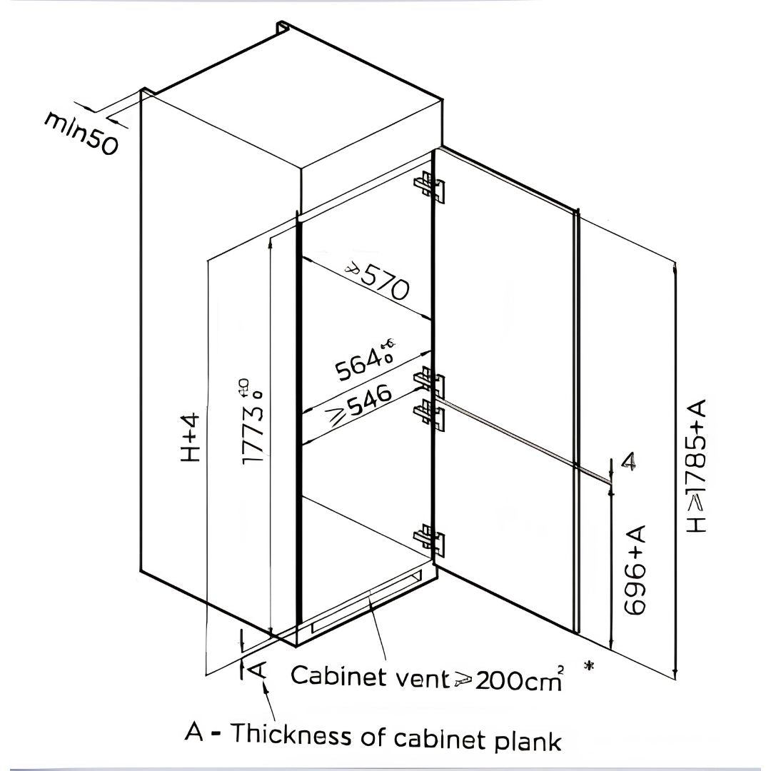 Kleenmaid Integrated Refrigerator with Bottom Mount Freezer CRZ27011