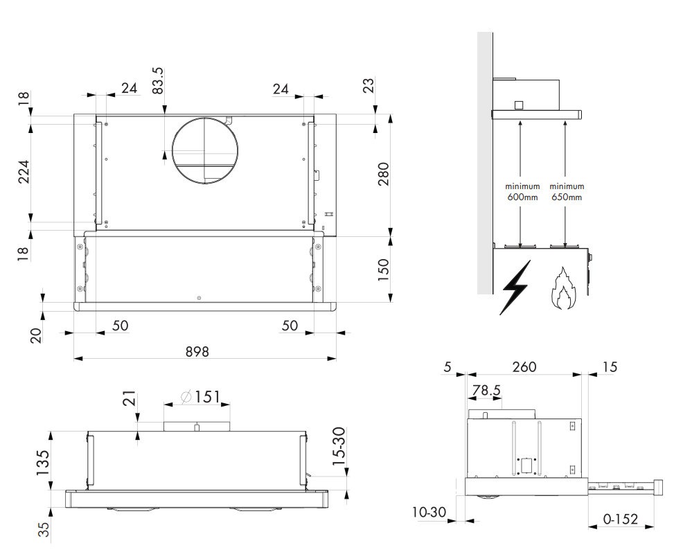 Smeg 90cm Slide Out Rangehood STH900X1