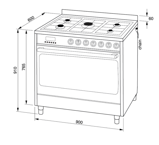 Baumatic 90cm Freestanding Dual Fuel Stainless Steel Oven BAF90EG-2 - Ex Display