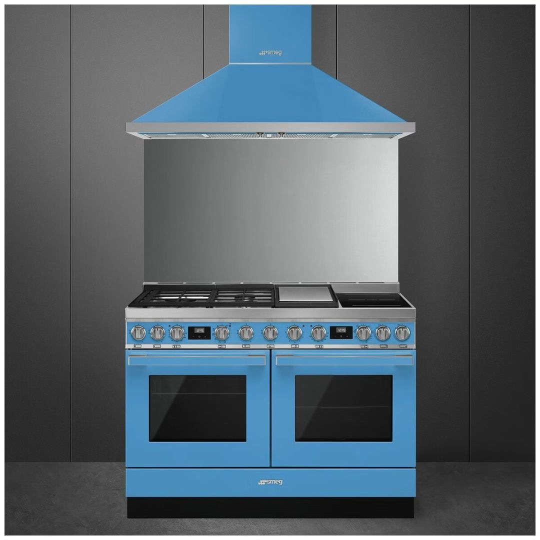 Smeg 120cm Turquoise Dual Fuel Freestanding Portofino Oven CPF120IGMPTA - Ex Display