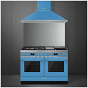 Smeg 120cm Turquoise Dual Fuel Freestanding Portofino Oven CPF120IGMPTA - Ex Display