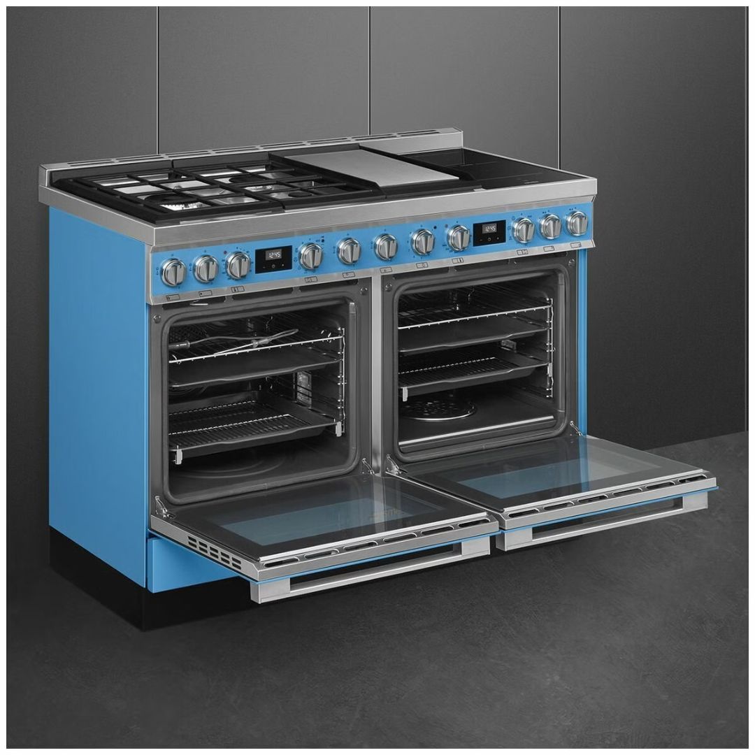 Smeg 120cm Turquoise Dual Fuel Freestanding Portofino Oven CPF120IGMPTA - Ex Display