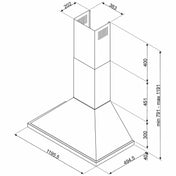 Smeg 120cm Portofino Black Canopy Rangehood KPFA12BL - Factory Seconds