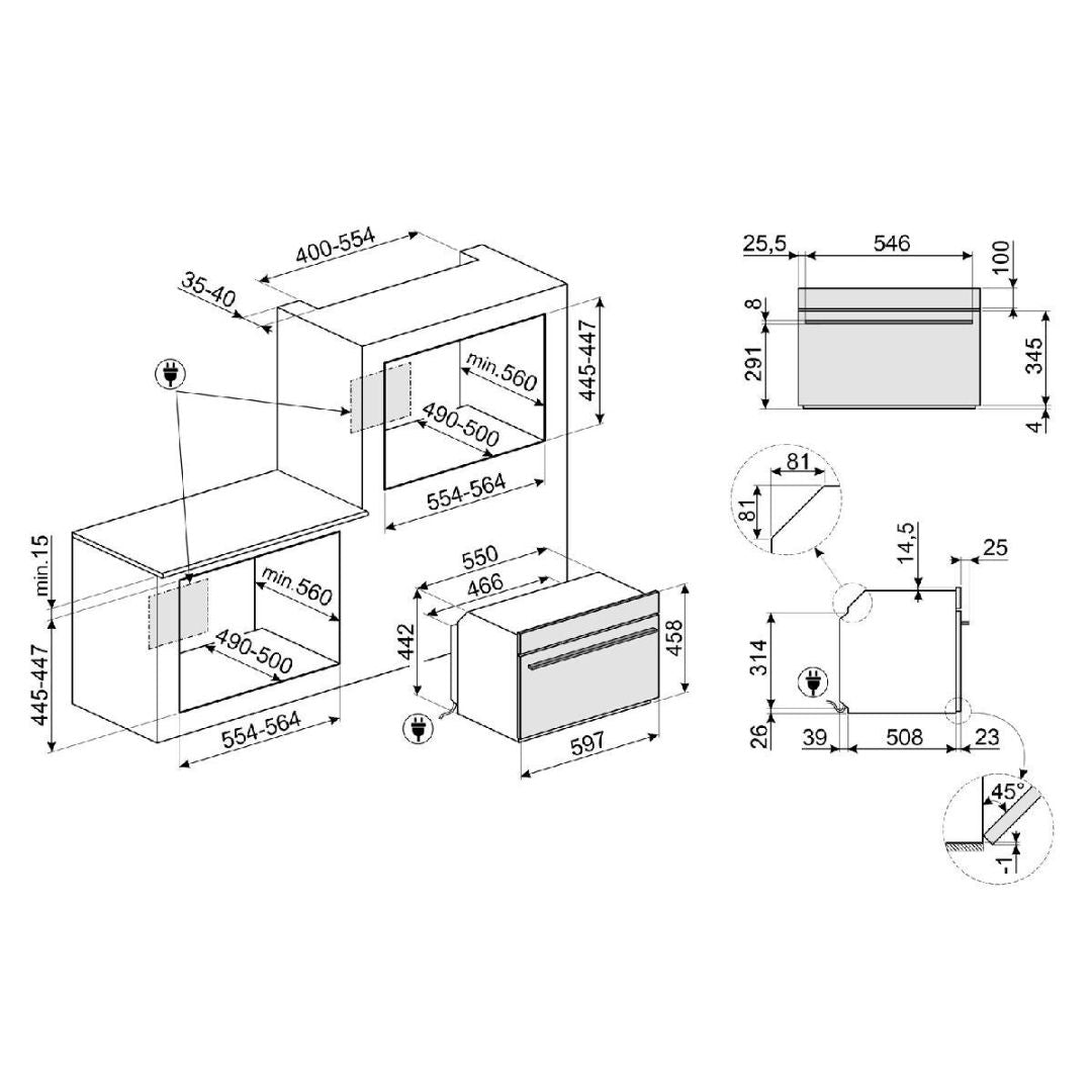 Smeg 60cm Neptune Grey Compact Speed Oven SOA4102M1G - Factory Seconds