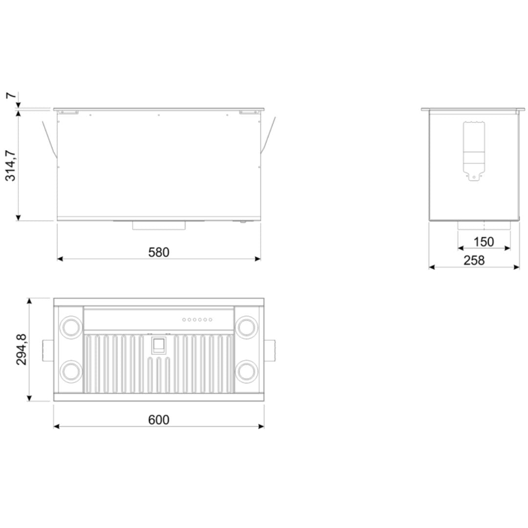 Smeg 60cm Undermount Stainless Steel Rangehood KDIAM60AX - Clearance