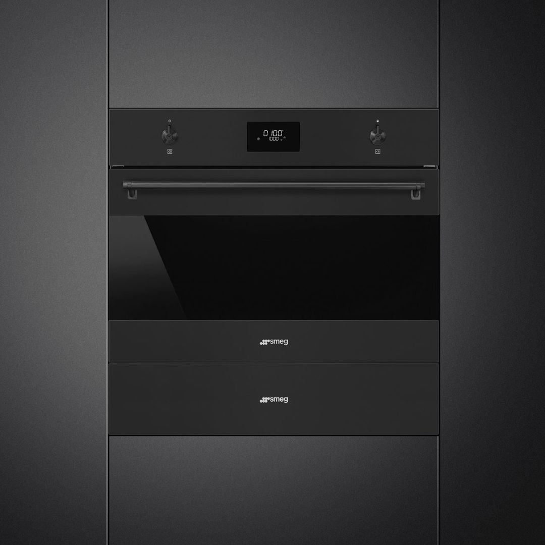 Smeg 60cm Classic Matte Black Warming Drawer CPR315N - Ex Display
