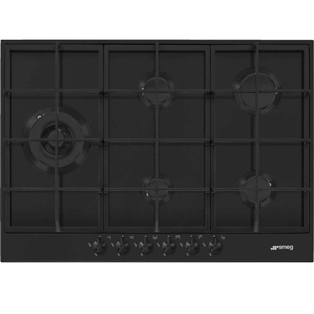 Smeg 72cm Classic 4 Burner Matte Black Gas Cooktop PX375LMBAU