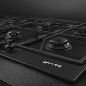 Smeg 72cm Classic 4 Burner Matte Black Gas Cooktop PX375LMBAU