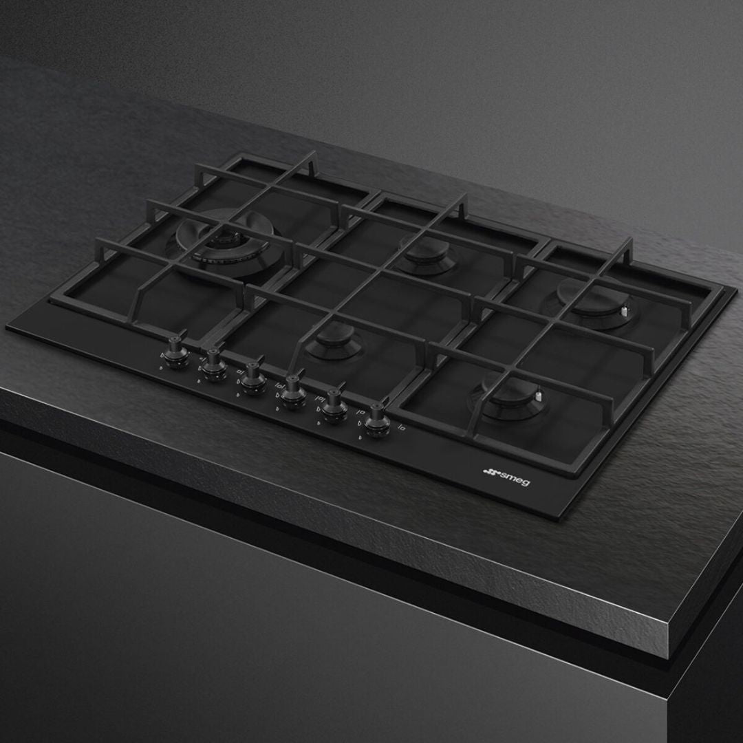 Smeg 72cm Classic 4 Burner Matte Black Gas Cooktop PX375LMBAU