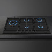 Smeg 72cm Classic 4 Burner Matte Black Gas Cooktop PX375LMBAU