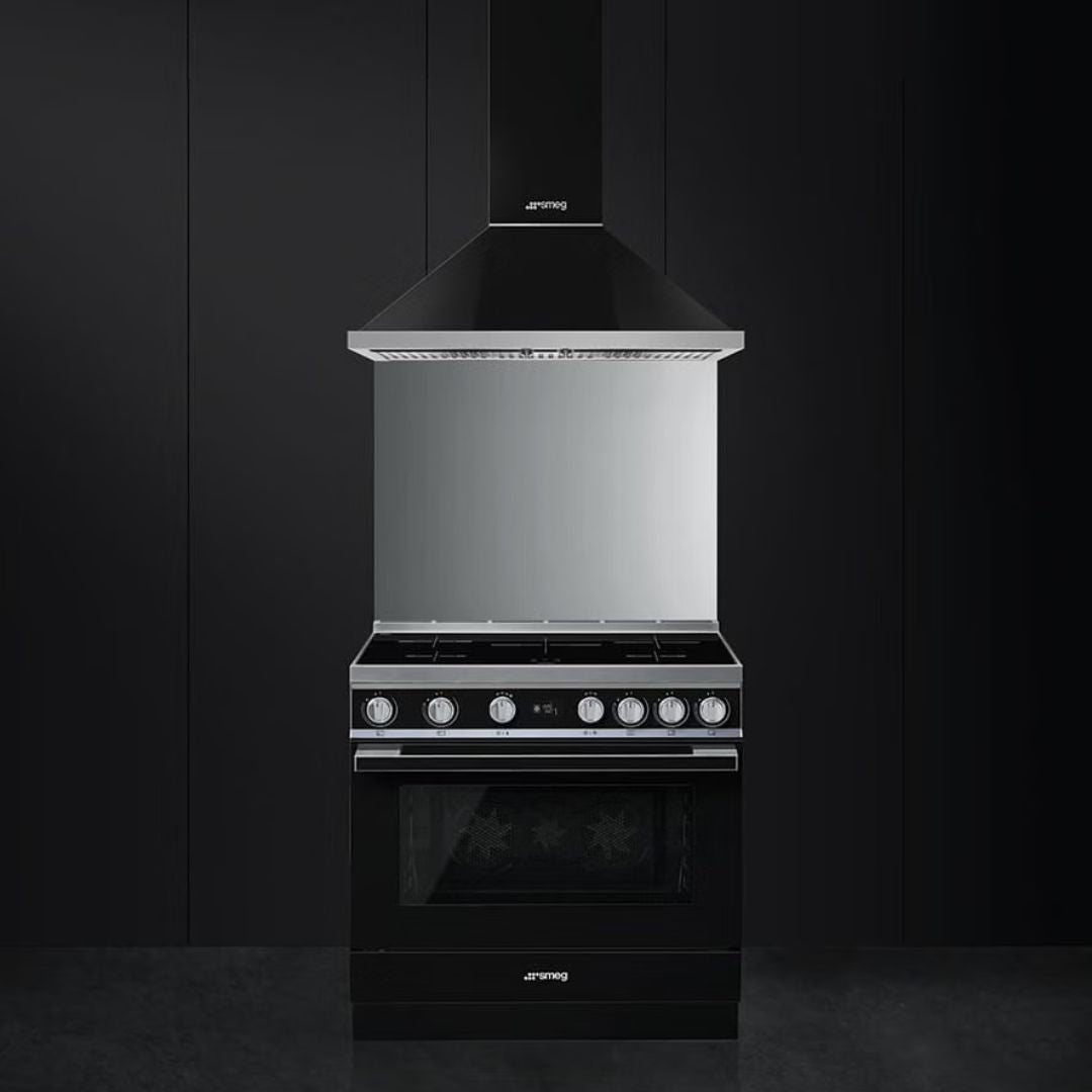 Smeg 90cm Black Portofino Canopy Rangehood KPFA9BL - Factory Seconds