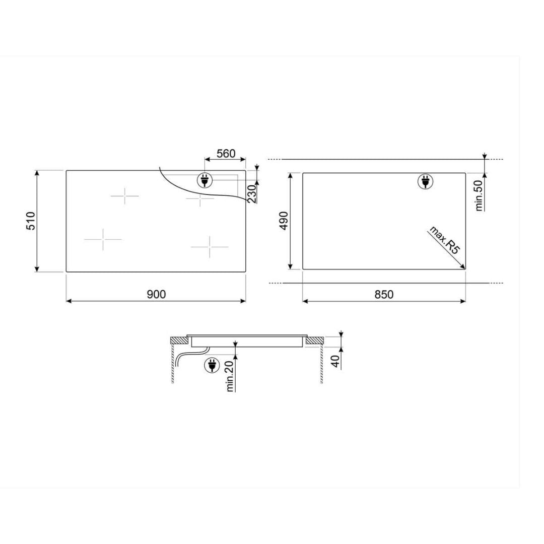 Smeg 90cm Ceramic Cooktop SE494EMTD - Factory Seconds