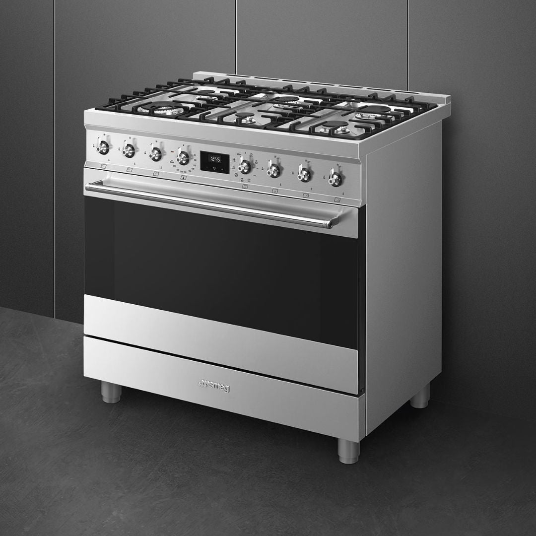 Smeg 90cm Stainless Steel Dual Fuel Freestanding Oven CS9GMXA2