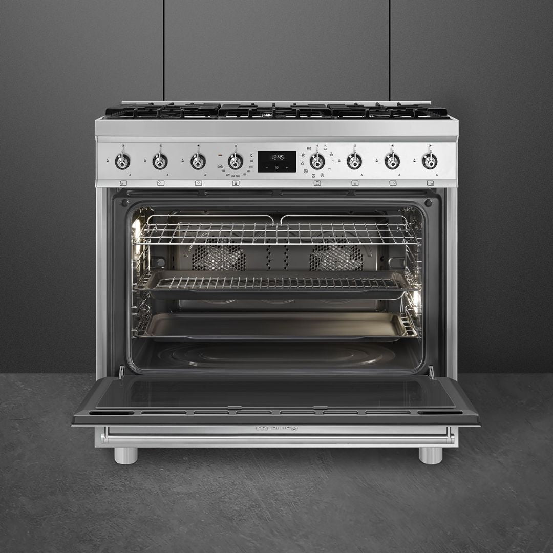 Smeg 90cm Stainless Steel Dual Fuel Freestanding Oven CS9GMXA2