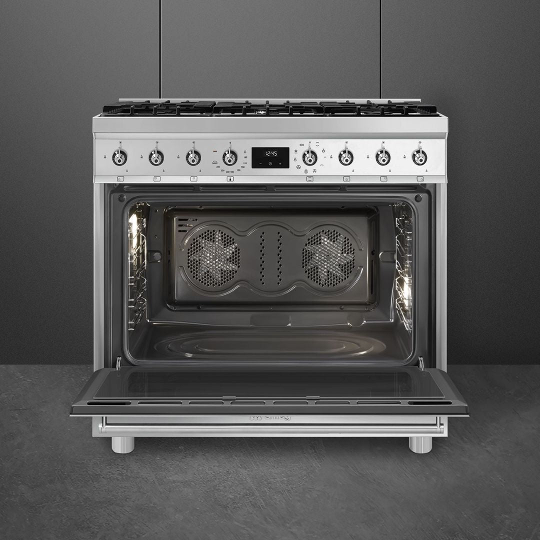 Smeg 90cm Stainless Steel Dual Fuel Freestanding Oven CS9GMXA2