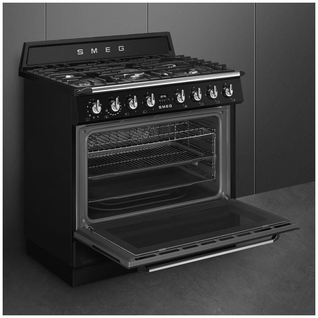 Smeg 90cm Victoria Dual Fuel Pyrolytic Freestanding Oven TRA90GPBL - Factory Seconds