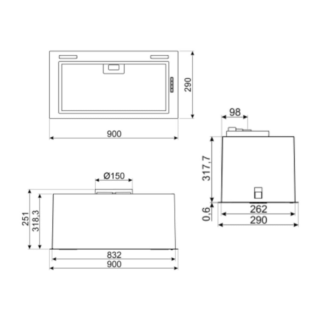 Smeg 90cm Undermount Stainless Steel Rangehood SHU971X