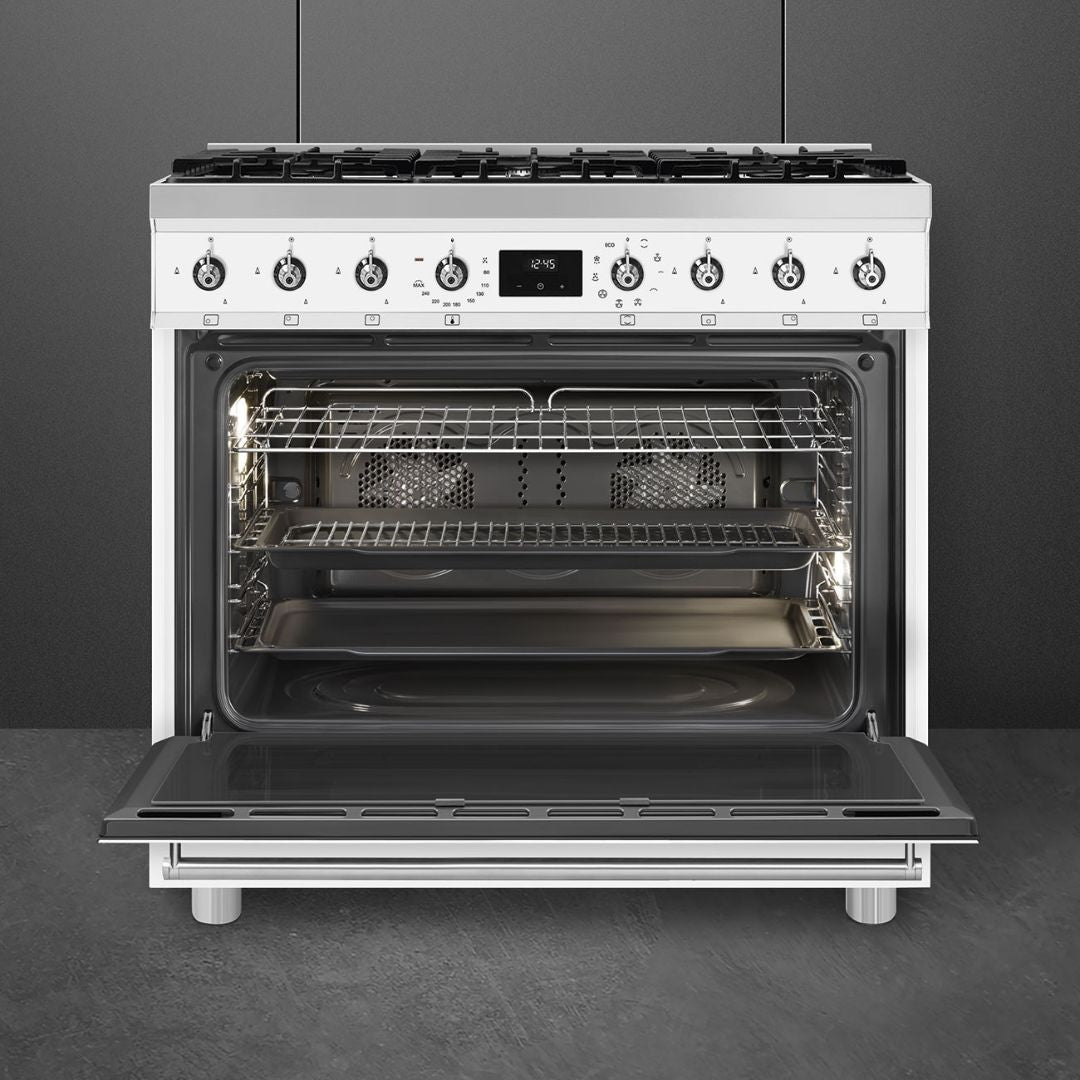 Smeg 90cm Classic Freestanding Dual Fuel White Stove CS9GMWHA2 - Factory Seconds
