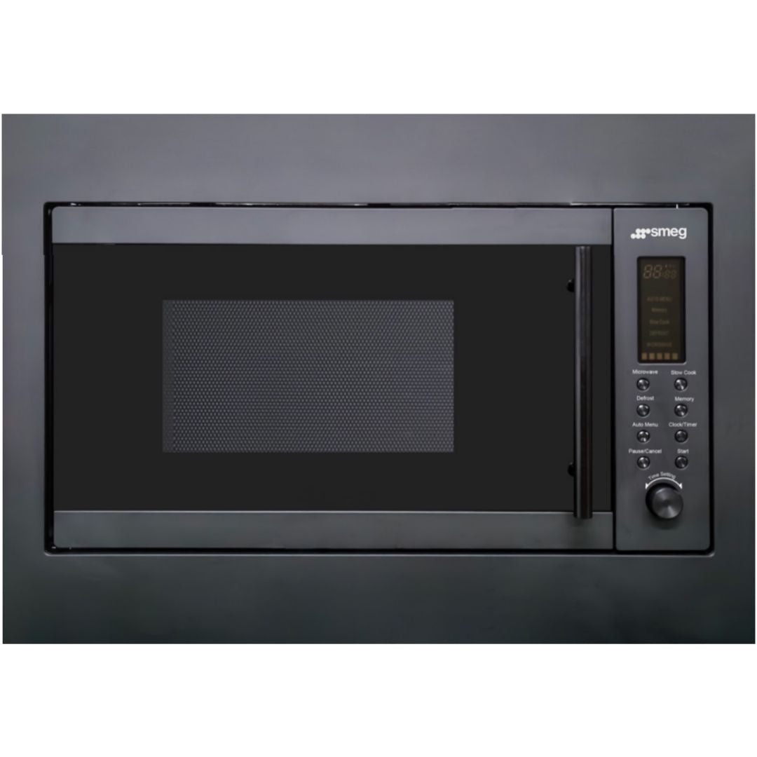 Smeg 31L Built-In Microwave with Trim Kit Matte Black SMO31MBT - Factory Seconds