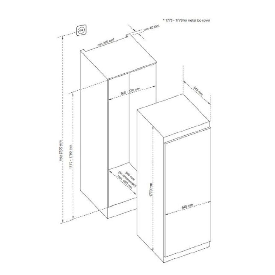 Smeg Single Door Integrated Freezer SABI221FF - Factory Seconds Discount