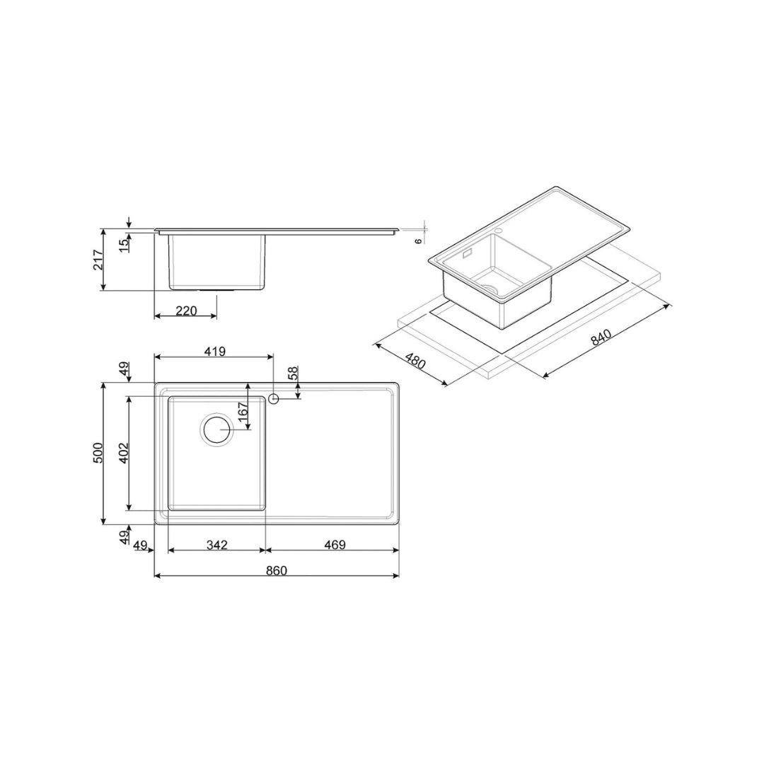 Smeg Single Bowl Sink LD861S-2