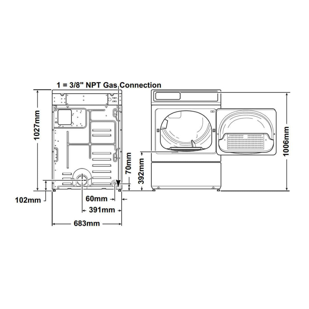 Speed Queen 9kg Matte Black Electric Vented Dryer ADEE8BMB