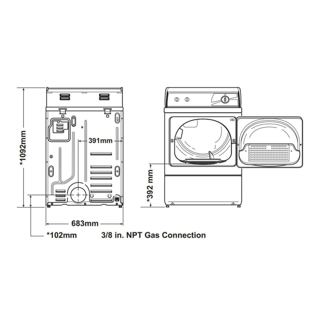 Speed Queen 9kg White Electric Vented Dryer ADEE9R