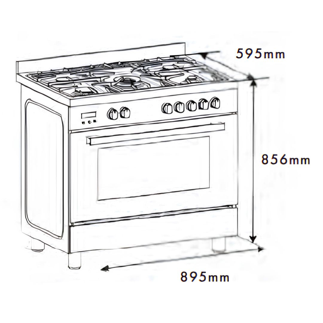 Euro 90cm Dual Fuel Freestanding Oven EO90FSDPBL