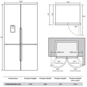 Westinghouse 564L Silver Quad Door Fridge WQE5660SA - Factory Seconds