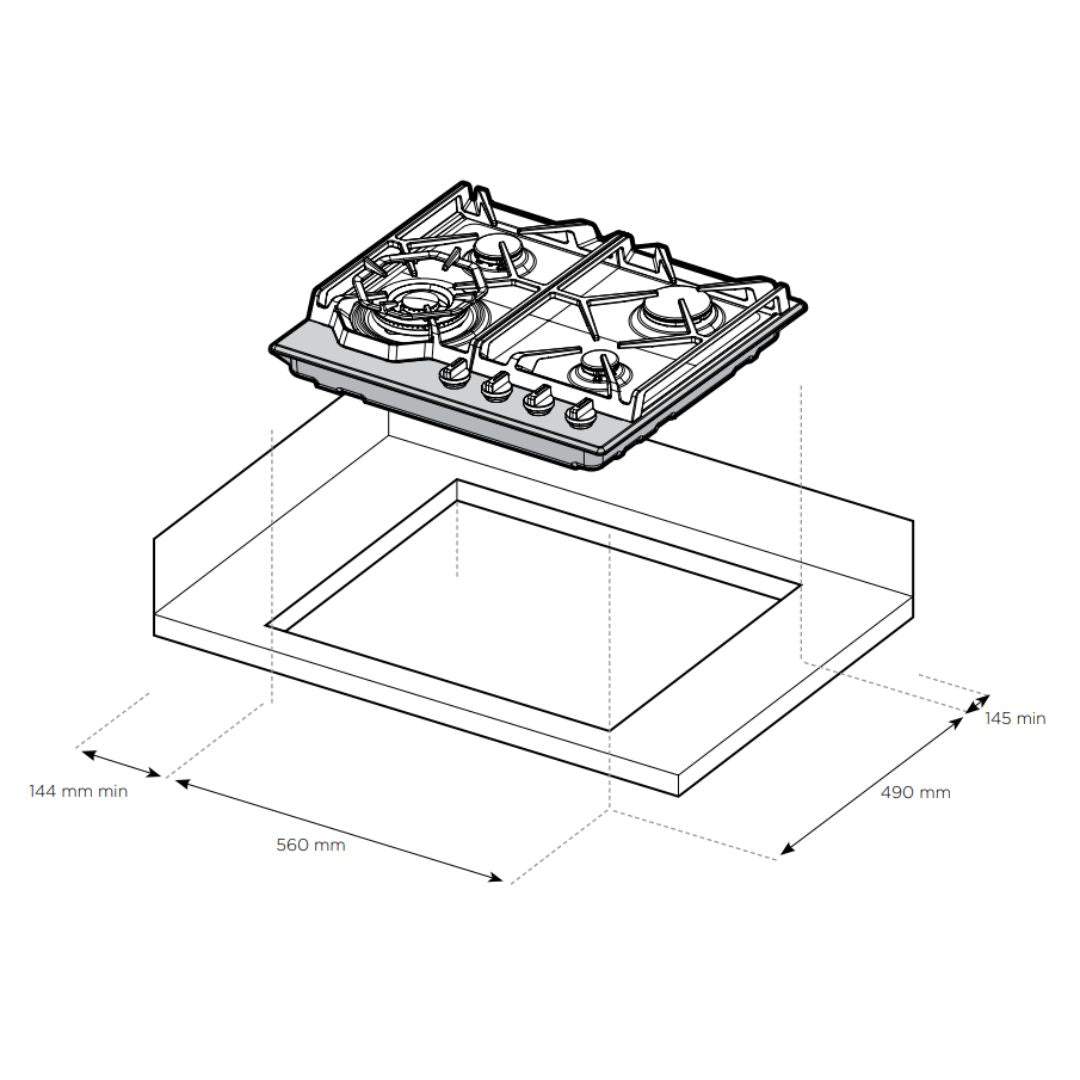 Westinghouse 60cm 4 Burner Natural Gas Cooktop Stainless Steel WHG644SC - Factory Seconds