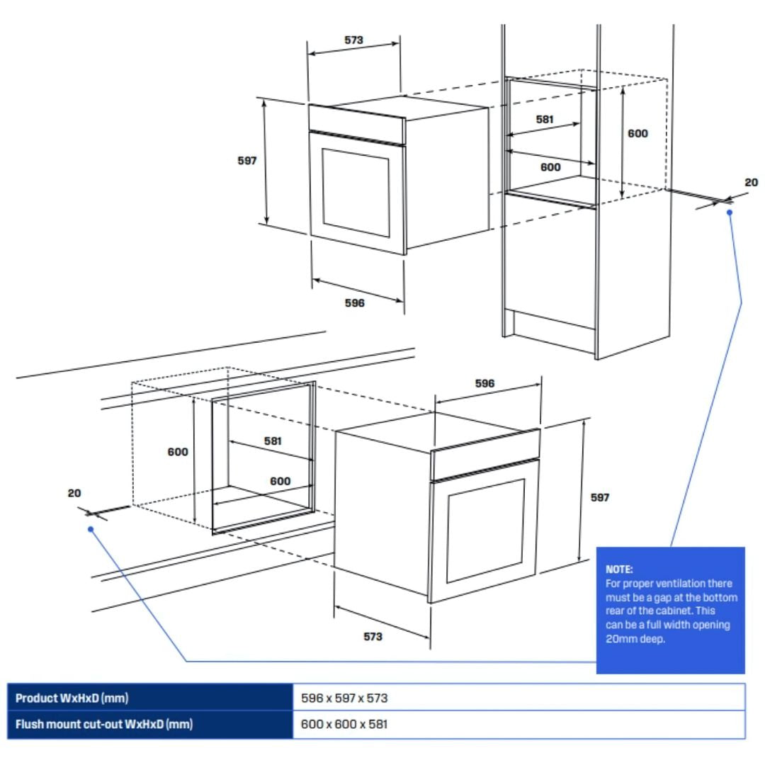 Westinghouse 60cm Oven Stainless Steel WVE6515SD - Factory Seconds