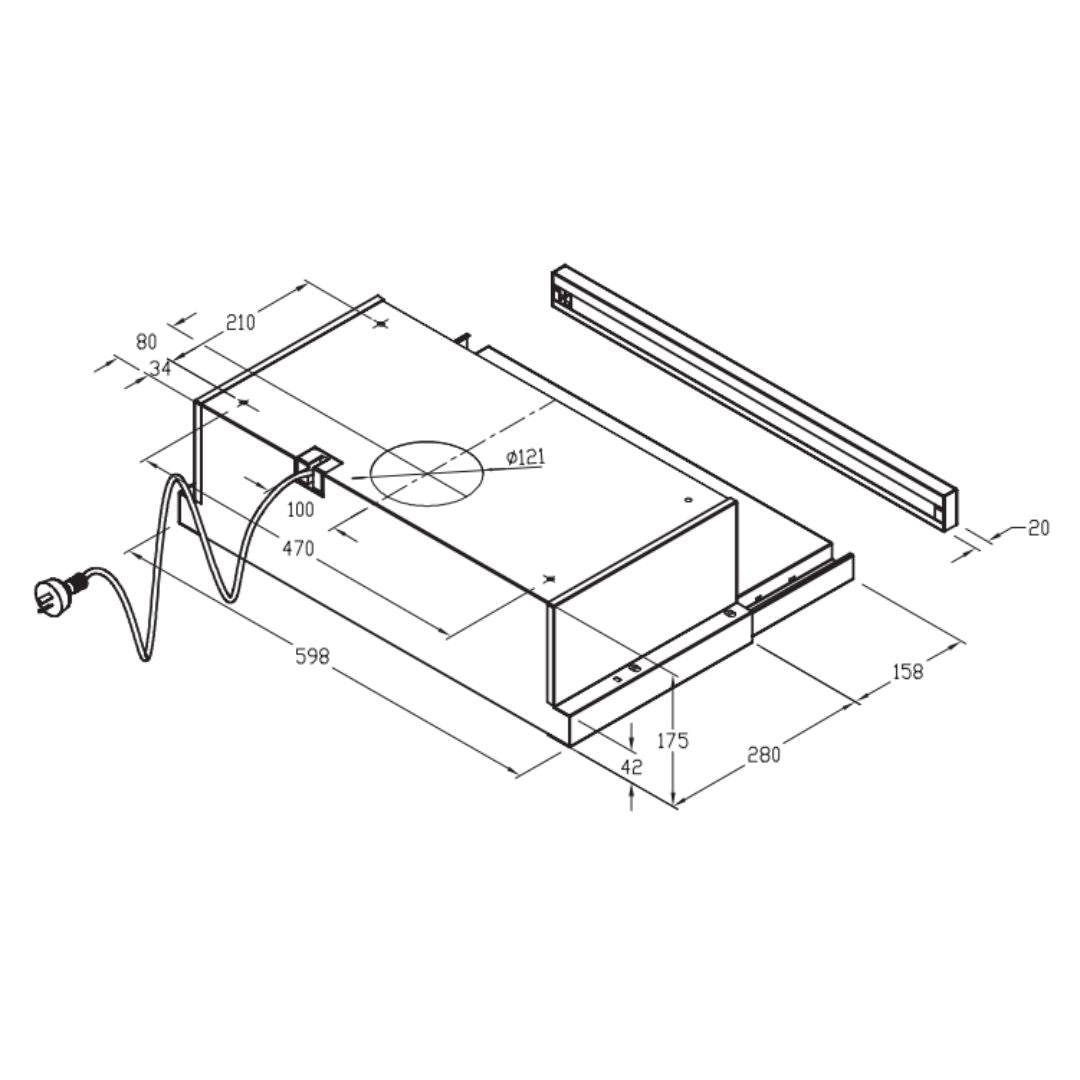 Westinghouse 60cm Slide out Rangehood WRH608IS - Ex Display