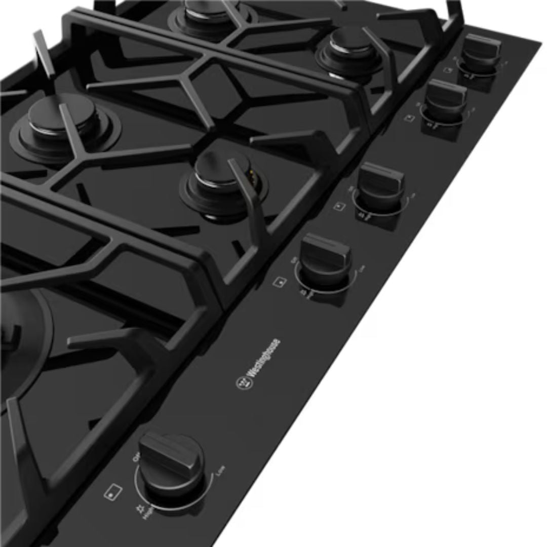 Westinghouse 90cm Black Ceramic Glass Gas Cooktop WHG955BCA - Factory Seconds