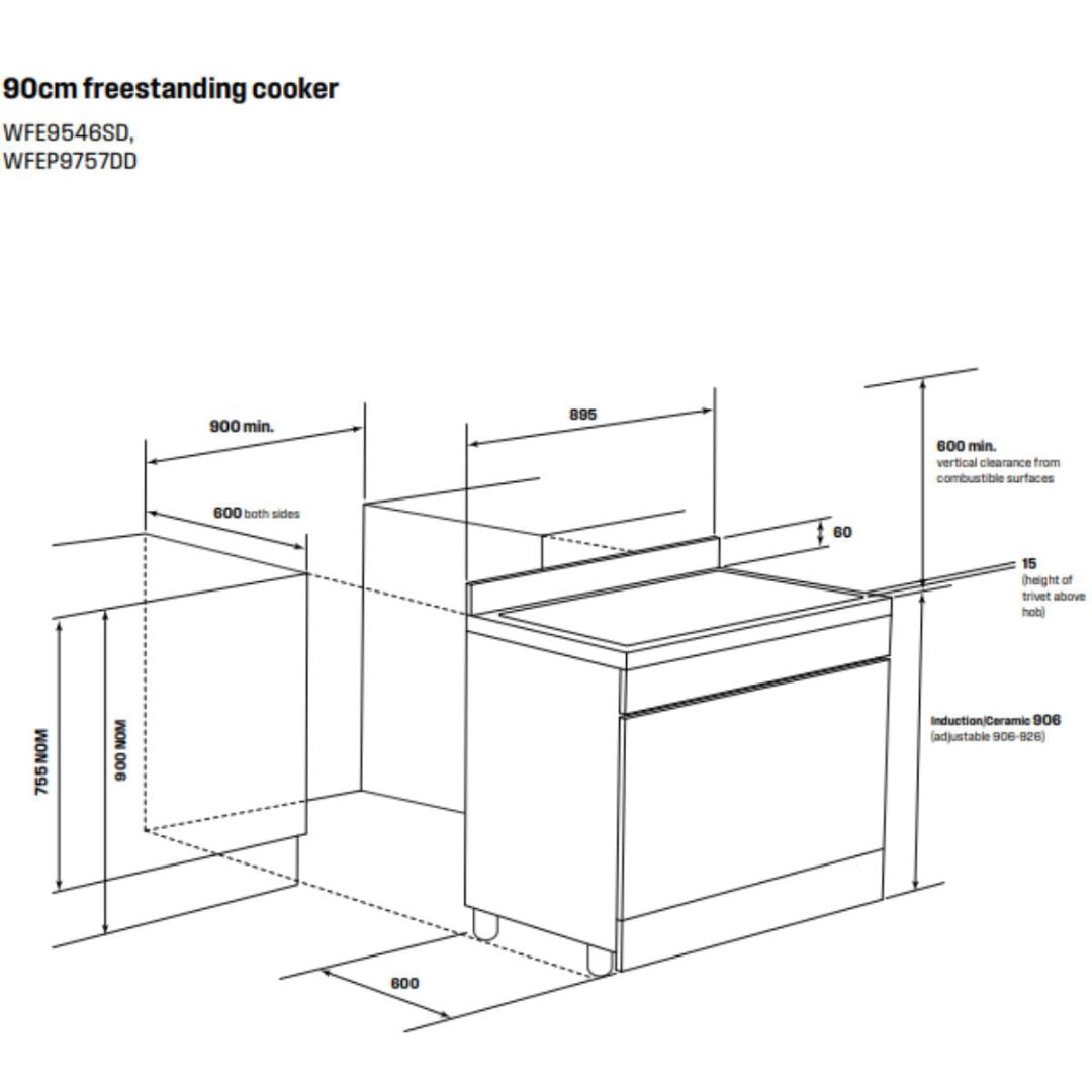 Westinghouse 90cm Electric Freestanding Oven WFE9546SD - Carton Damage