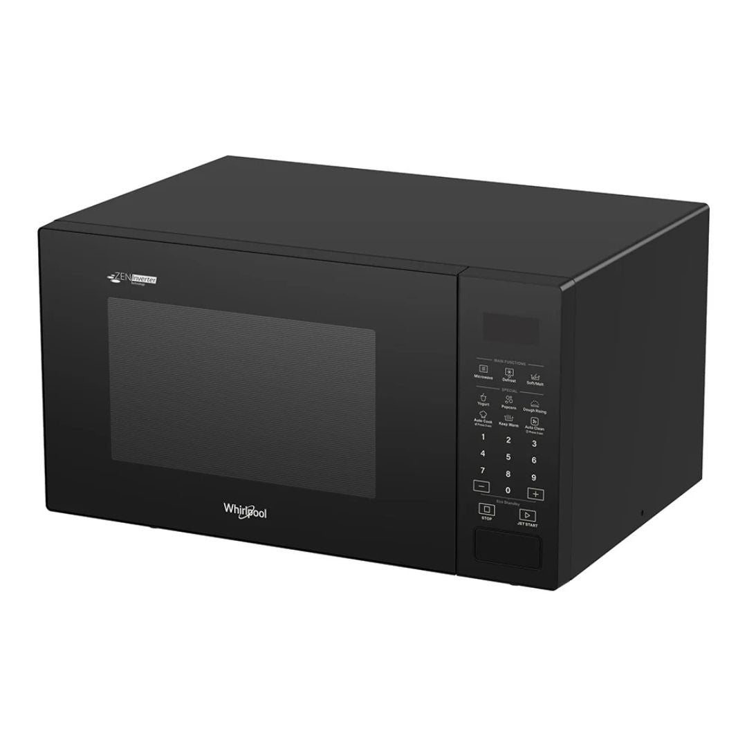 Whirlpool 30L Flatbed Black Inverter Microwave MWP301IFBA