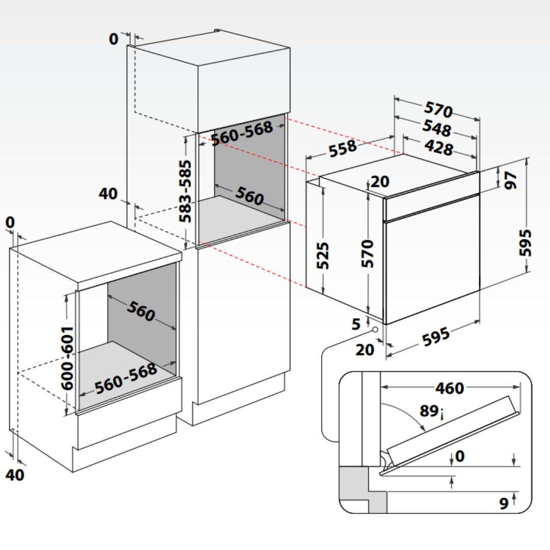 Whirlpool 60cm Multi-Function Smart Hydrolytic Clean Oven W4OMK38HU0BA - Clearance