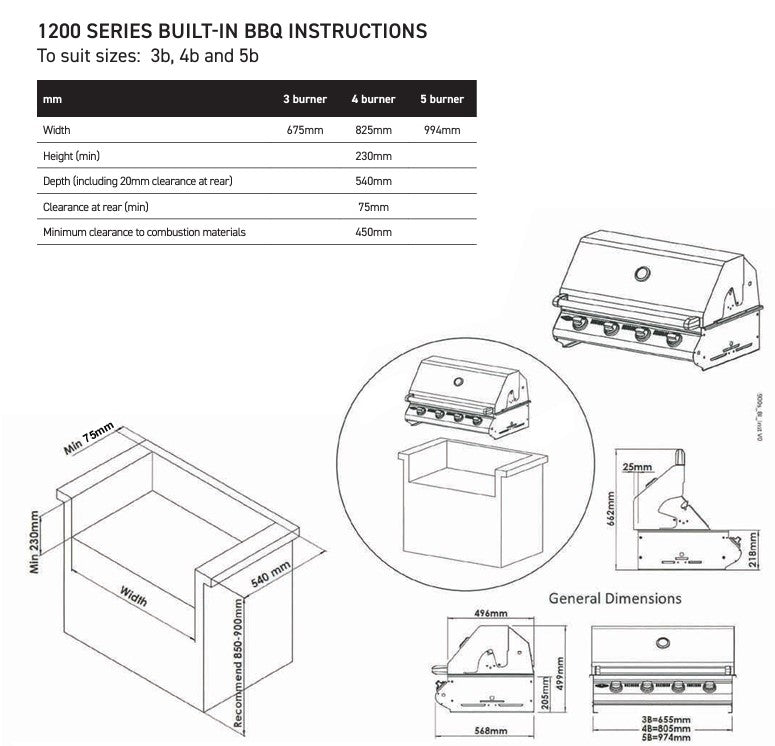 Beefeater 1200 Series 4 Burner Built-In BBQ BBG1240SB - Carton Damage